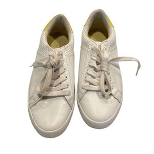 Nautica Women's Size 8 Esmae Low Top Lace-Up Sneakers Faux Leather White/Lime